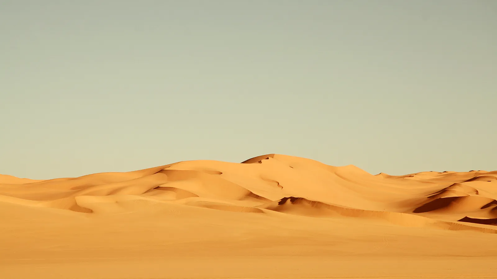 Gentle shadows highlight sand textures on serene desert dunes.